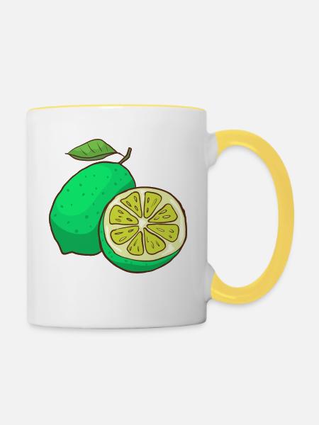 Limetten Limonen - Tasse zweifarbig - Weiß/Gelb