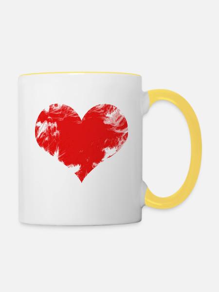 Herz - Tasse zweifarbig - Weiß/Gelb