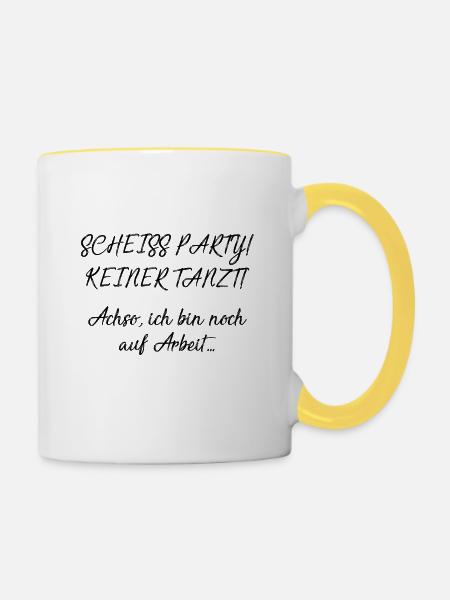 Arbeit - Tasse zweifarbig - Weiß/Gelb