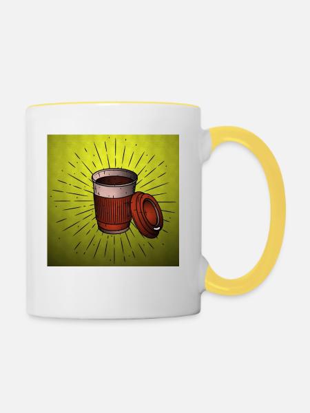 Kaffee - Tasse zweifarbig - Weiß/Gelb