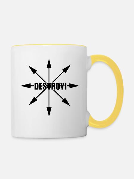 Destroy! - Tasse zweifarbig - Weiß/Gelb