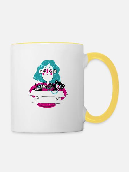 Flohmarkt - Tasse zweifarbig - Weiß/Gelb
