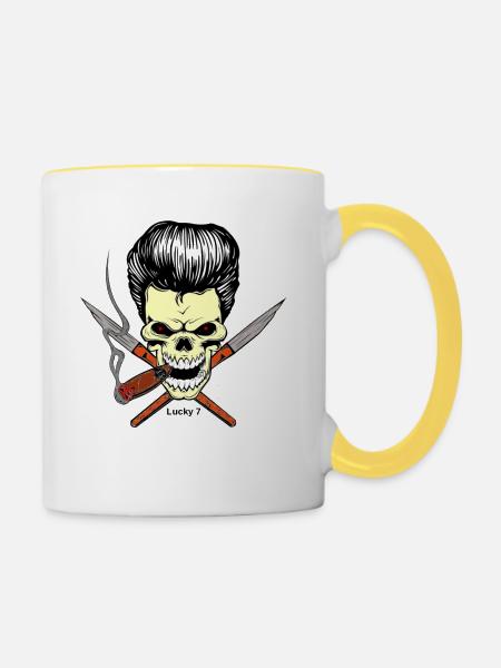 Skull head - Tasse zweifarbig - Weiß/Gelb