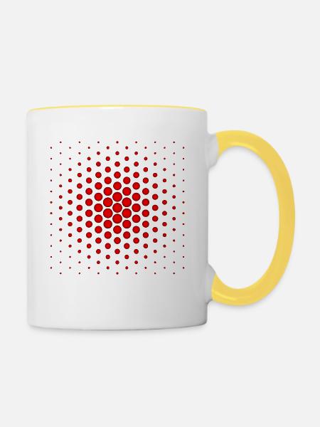 Rote Kugeln - Tasse zweifarbig - Weiß/Gelb