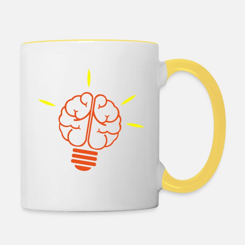 Lightbulb, bulb, light, brain - Contrasting Mug - white/yellow