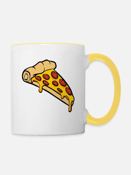 Pizza Slice Geschenk - Tasse zweifarbig - Weiß/Gelb