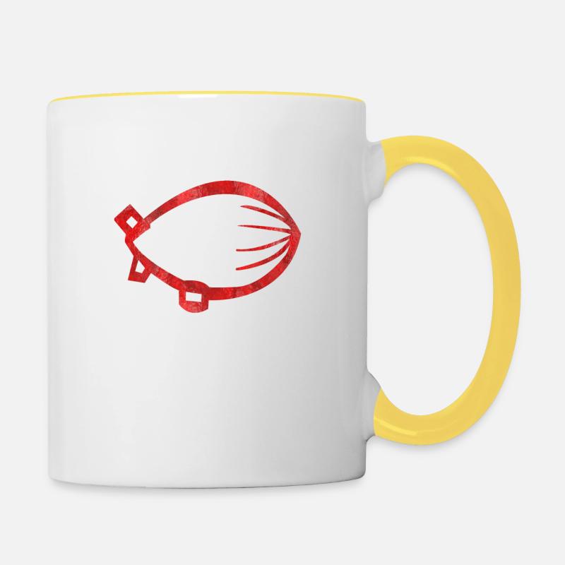 roter Zeppelin - Tasse zweifarbig - Weiß/Gelb