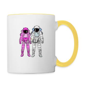 Astronauten Paar - Tasse zweifarbig - Weiß/Gelb - Rechts