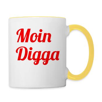 Moin Digga - Tasse zweifarbig - Weiß/Gelb - Rechts