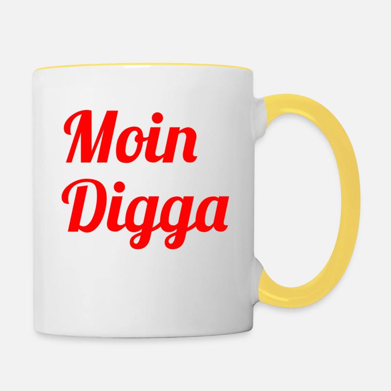 Moin Digga - Tasse zweifarbig - Weiß/Gelb