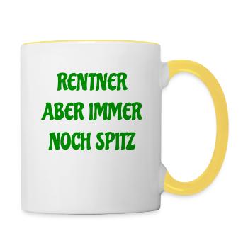 Rentner aber immer noch spitz - Tasse zweifarbig - Weiß/Gelb - Rechts