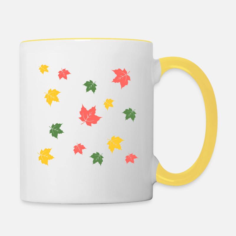 Feuilles d’automne - Mug contrasté - blanc/jaune