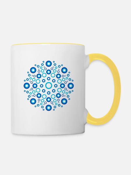 Color Dots, Dot Art, Mandala, Yoga, Meditation - Tasse zweifarbig - Weiß/Gelb