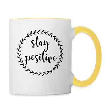 Stay Positive - Contrasting Mug - white/yellow - Right