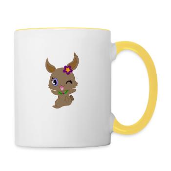 Hase - Tasse zweifarbig - Weiß/Gelb - Rechts