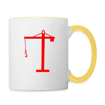 Kran - Tasse zweifarbig - Weiß/Gelb - Rechts