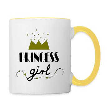 princess girl - Tasse zweifarbig - Weiß/Gelb - Rechts