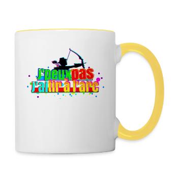 J'peux pas j'ai tir à l'arc - Mug contrasté - blanc/jaune - Droite