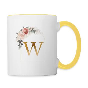 Monogramme personnalisable W Flower Arch - Mug contrasté - blanc/jaune - Droite