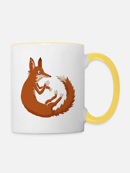 Fuchs - Tasse zweifarbig - Weiß/Gelb