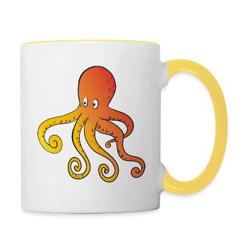 Poulpe Enfant Motif Pieuvre Drôle - Mug contrasté - blanc/jaune - Droite