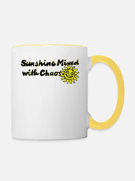 Sonnenschein gemischt mit Chaos - Tasse zweifarbig - Weiß/Gelb