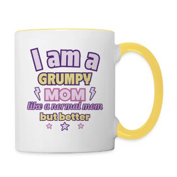 Mutter Nörglerin, Muttertag Geschenk, Humor - Tasse zweifarbig - Weiß/Gelb - Rechts