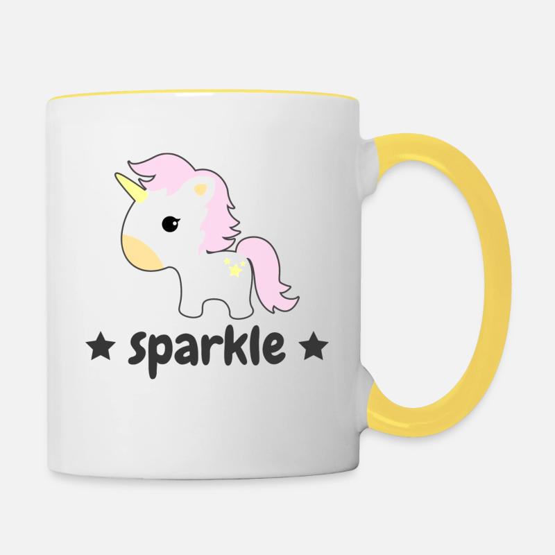 licorne - Mug contrasté - blanc/jaune