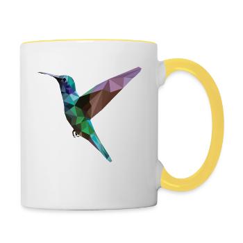 Colibri coloré - Mug contrasté - blanc/jaune - Droite