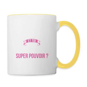 Basketball super pouvoir femme - Mug contrasté - blanc/jaune - Droite