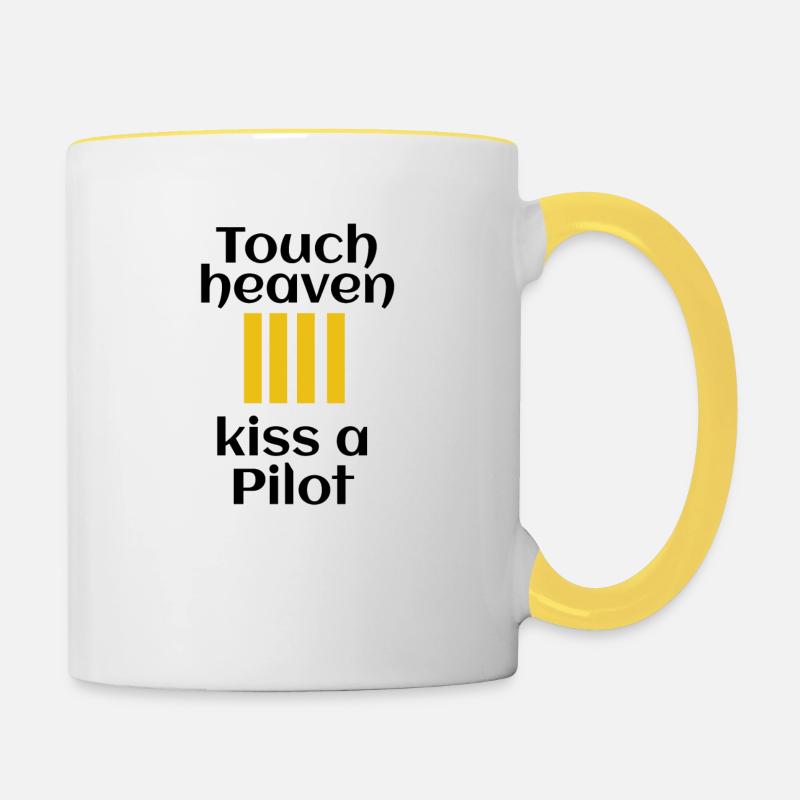 Kiss A Pilot - Contrasting Mug - white/yellow