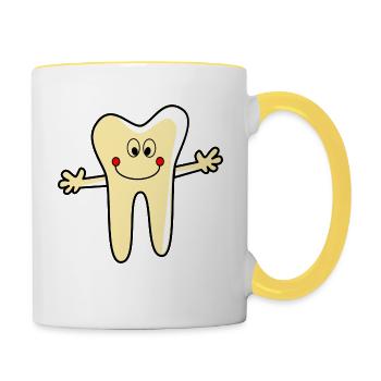 Pratique dentaire dent Logo - Mug contrasté - blanc/jaune - Droite