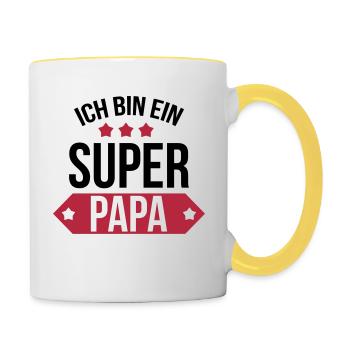 Ich bin ein Super Papa ! - Contrasting Mug - white/yellow - Right