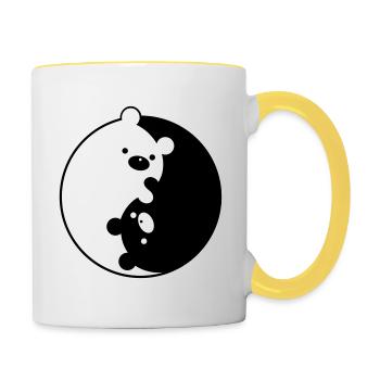 Yin Yang Bears - Tasse zweifarbig - Weiß/Gelb - Rechts