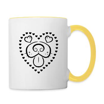 Amour de chien - Mug contrasté - blanc/jaune - Droite