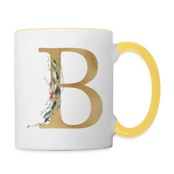 Customizable Monogram B - Contrasting Mug - white/yellow - Right