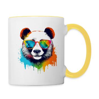 Cooli the bespectacled panda - Contrasting Mug - white/yellow - Right