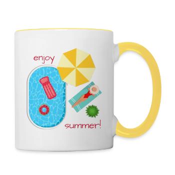 enjoy summer - Tasse zweifarbig - Weiß/Gelb - Rechts