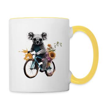 Koala bike traveler - Tasse zweifarbig - Weiß/Gelb - Rechts
