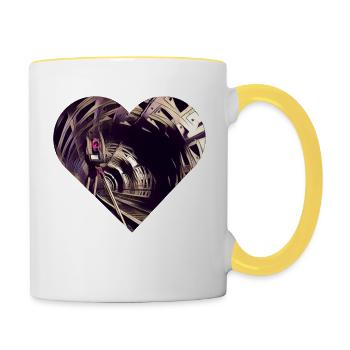 Les géomètres en aiment un - Mug contrasté - blanc/jaune - Droite