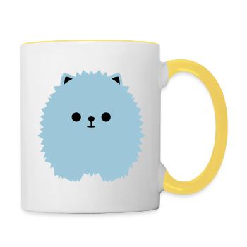 Zwergspitz V1 - Tasse zweifarbig - Weiß/Gelb - Rechts