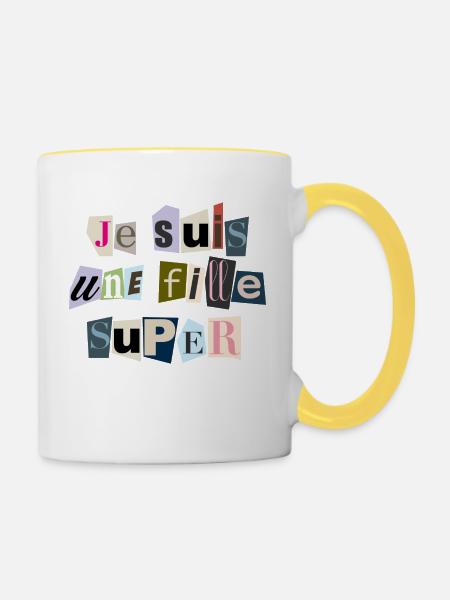 Ich bin ein Super-Mädchen - Tasse zweifarbig - Weiß/Gelb