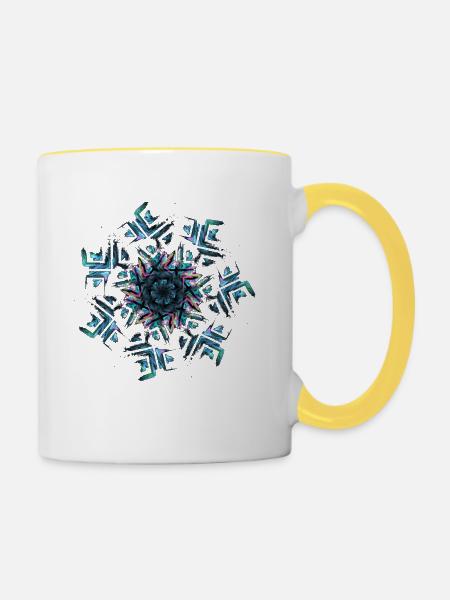 Fractals - Tasse zweifarbig - Weiß/Gelb