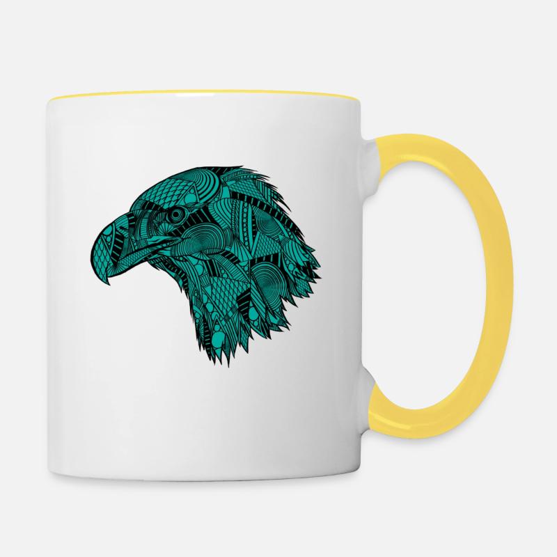Turquoise eagle - Contrasting Mug - white/yellow