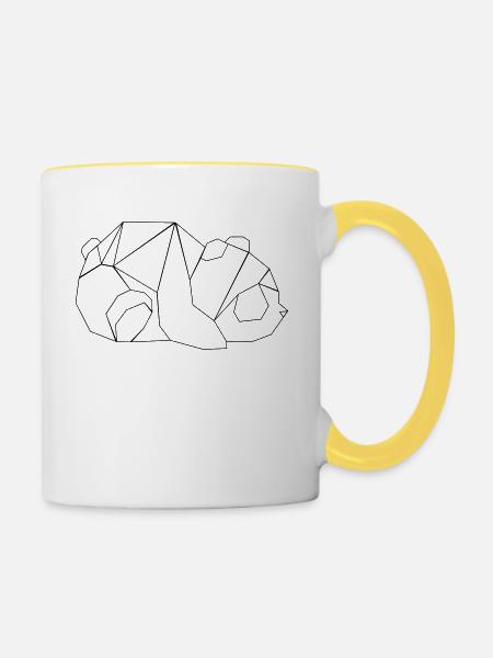 Geometrie Panda - Tasse zweifarbig - Weiß/Gelb