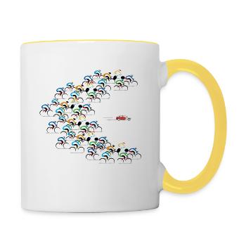 Critical Mass durch Radfahrer - Tasse zweifarbig - Weiß/Gelb - Rechts