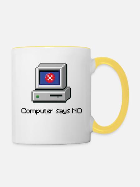 Computer sagt nein - Tasse zweifarbig - Weiß/Gelb