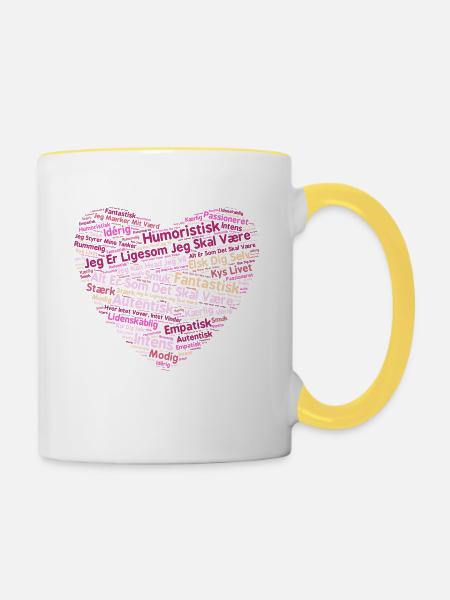 Herz - Tasse zweifarbig - Weiß/Gelb