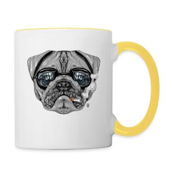 Pug Intelectual - Mug contrasté - blanc/jaune - Droite