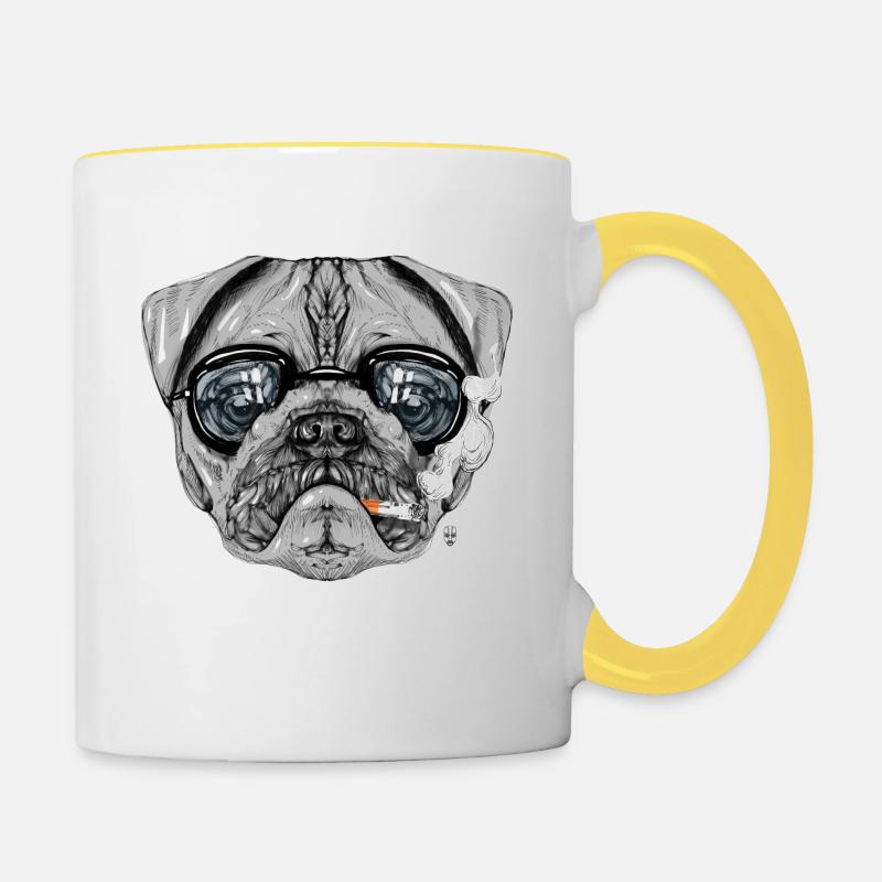 Pug Intelectual - Contrasting Mug - white/yellow